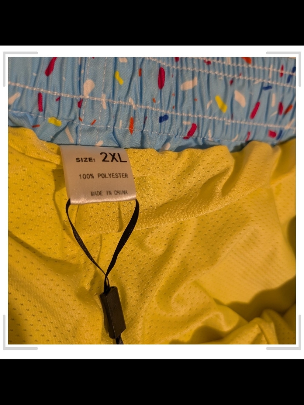 Ice Cream Cone Print Men's Swim Trunks in Blue and Tan - Picture 3 of 7